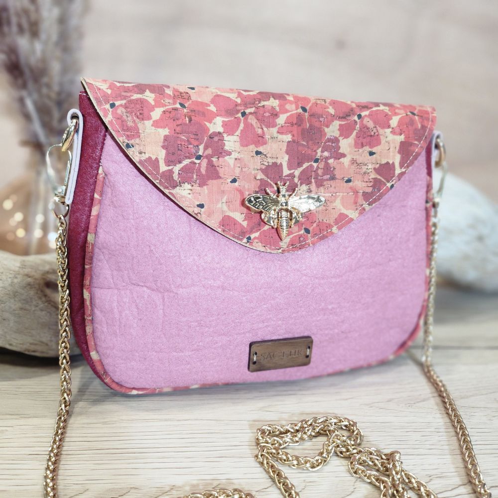 Sac Camélia en Piñatex Rose et Liège