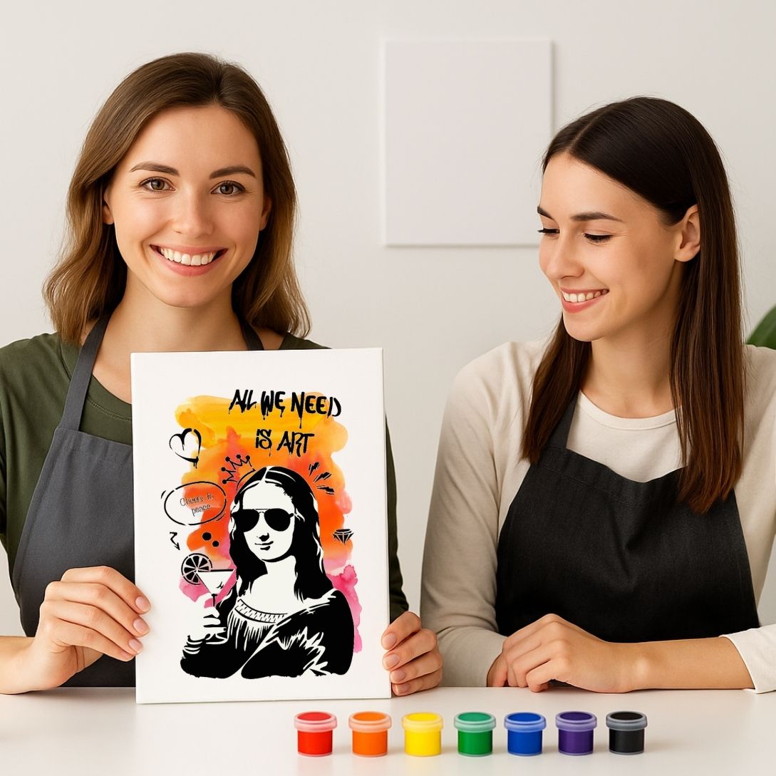 Coffret créatif pochoirs “Joconde” – 3 pochoirs superposables + kit peinture complet | Panash Art