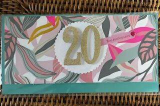 CARTE ENVELOPPE ANNIVERSAIRE 20 ANS