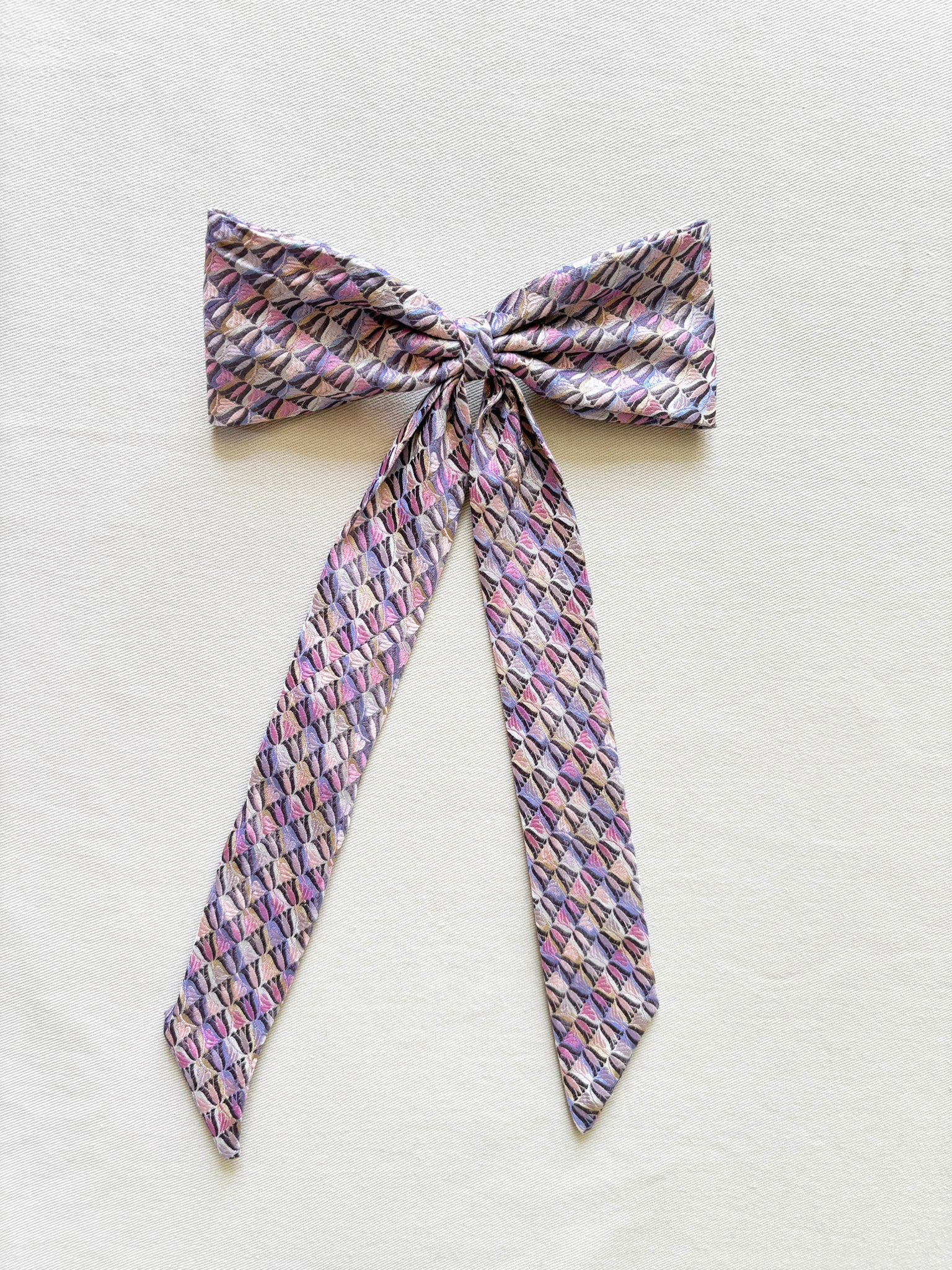 Barrette Nœud Upcyclé 'Candy Floss' (grand)