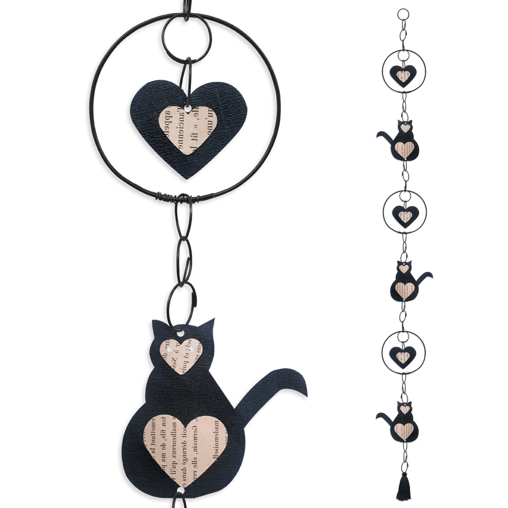 Guirlande colorée en fil de fer - Chat - Noir - environ 105 x 11 cm - Bijoux de mur