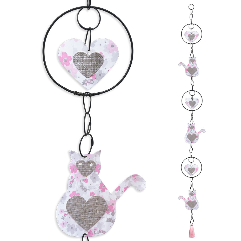 Guirlande colorée en fil de fer - Chat - Rose - environ 105 x 11 cm - Bijoux de mur