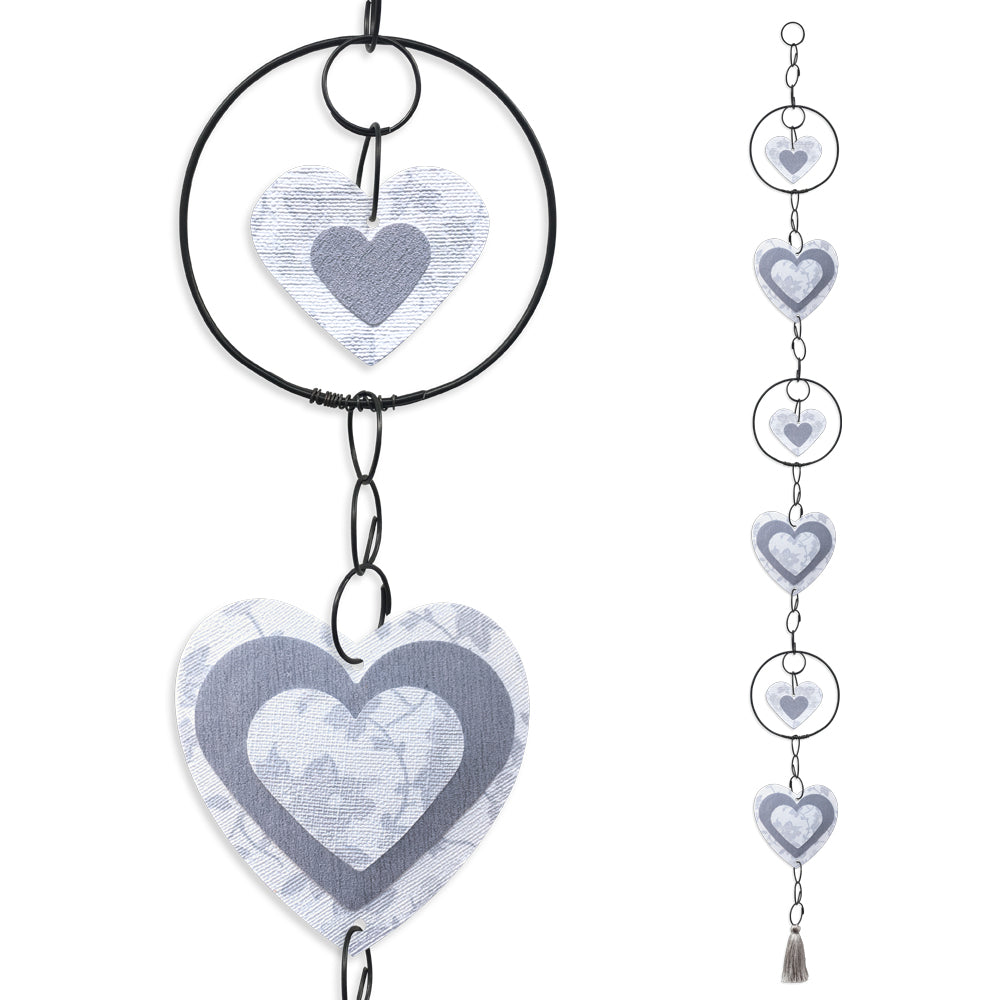 Guirlande colorée en fil de fer - Coeur - Blanc - environ 95 x 9 cm - Bijoux de mur