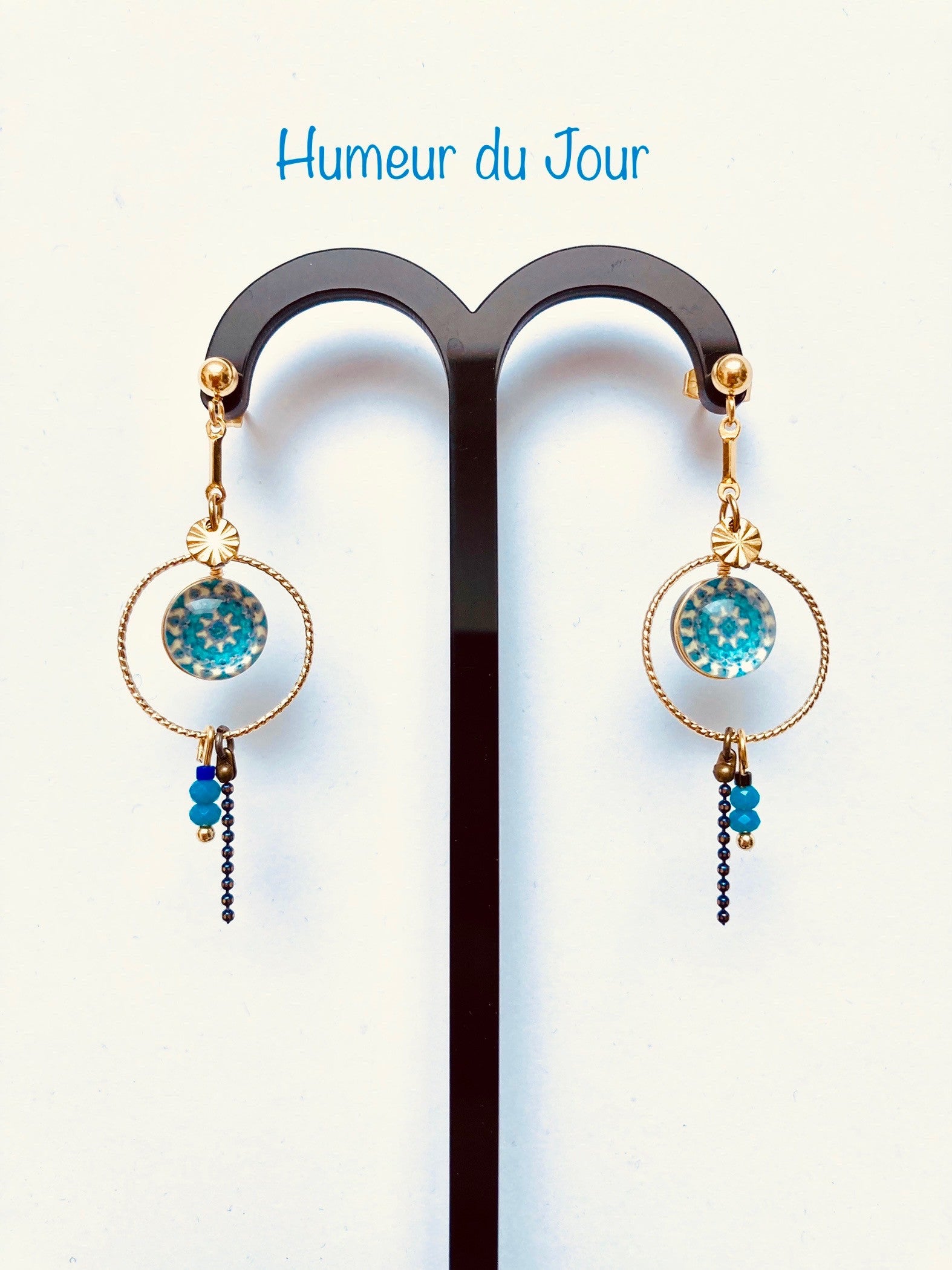 Créoles Clou "millefiori" bleues