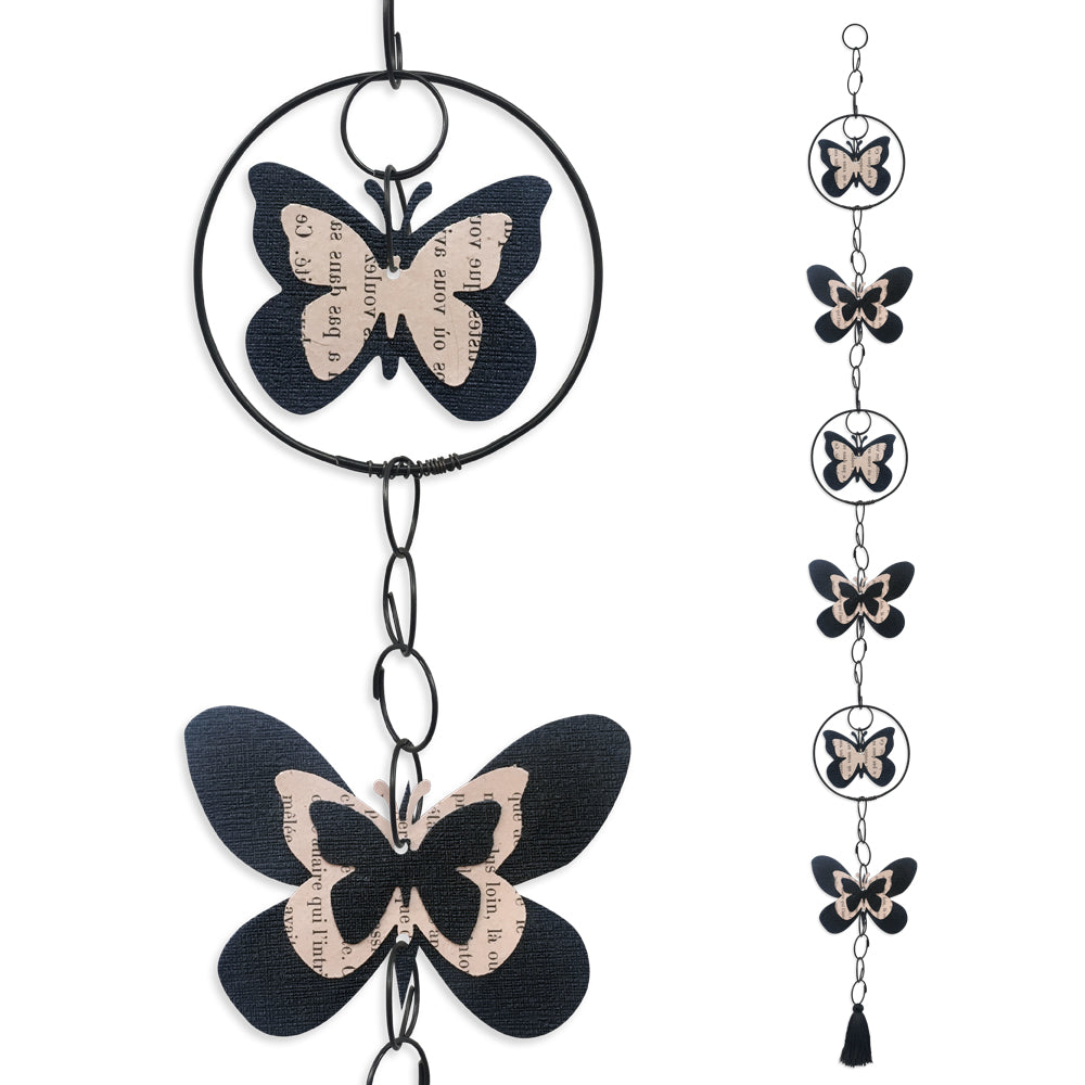 Guirlande colorée en fil de fer - Papillon - Noir - environ 96 x 9,5 cm - Bijoux de mur