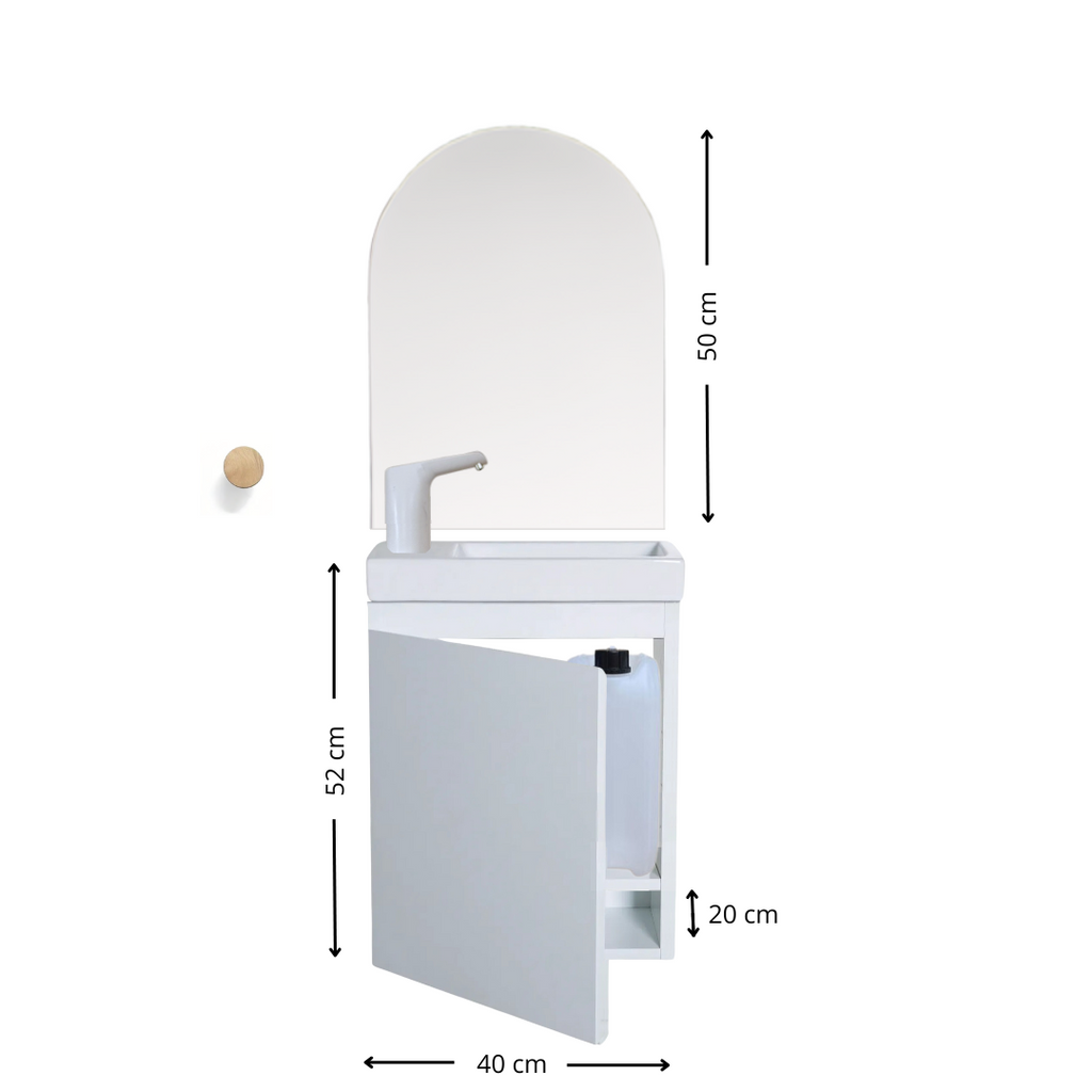 Ensemble lavabo Montessori avec son miroir et porte serviette - pour enfants de 18 mois à 8 ans - BLANC