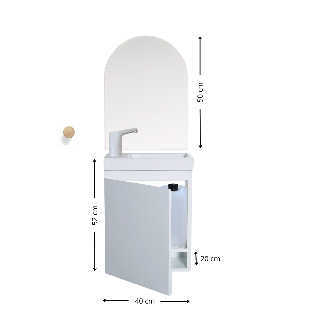 Ensemble lavabo Montessori avec son miroir et porte serviette - pour enfants de 18 mois à 8 ans - BLANC