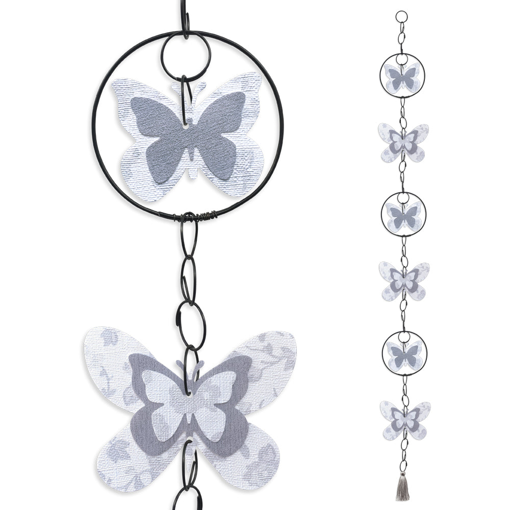 Guirlande colorée en fil de fer - Papillon - Blanc - environ 96 x 9,5 cm - Bijoux de mur