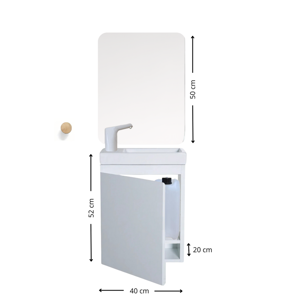 Ensemble lavabo Montessori avec son miroir et porte serviette - pour enfants de 18 mois à 8 ans - BLANC