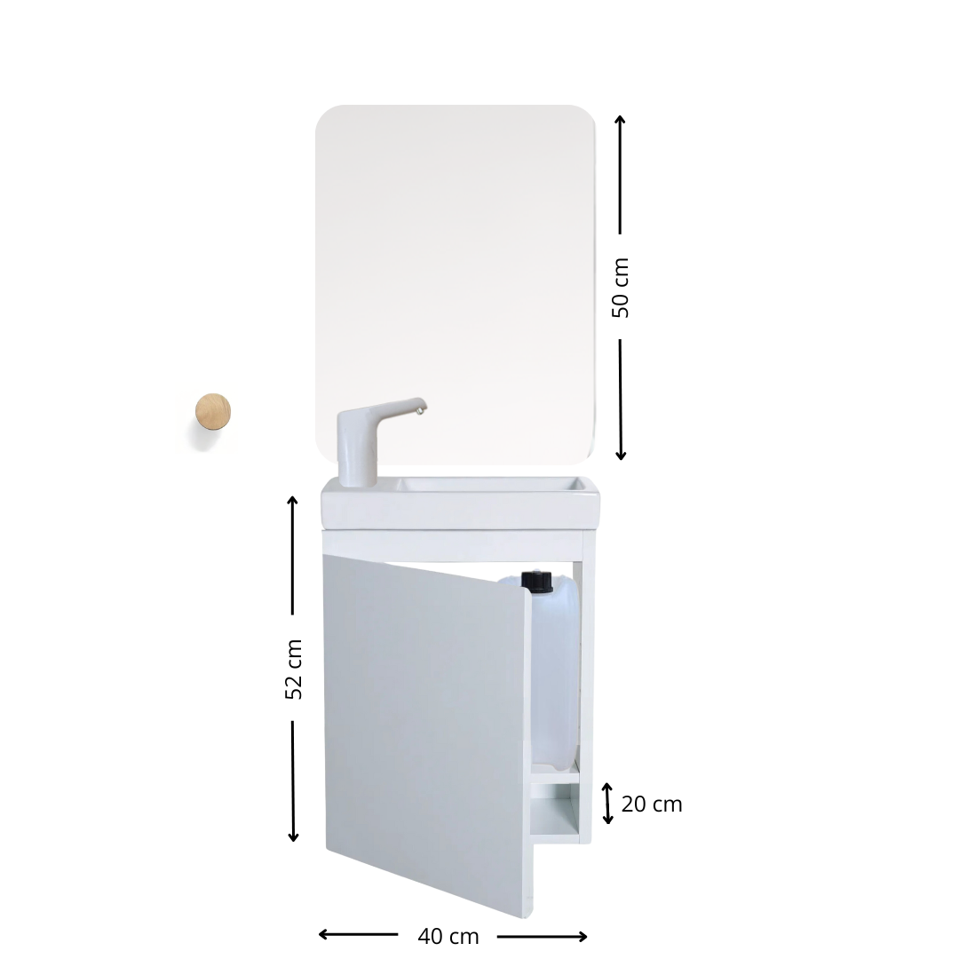 Ensemble lavabo Montessori avec son miroir et porte serviette - pour enfants de 18 mois à 8 ans - BLANC