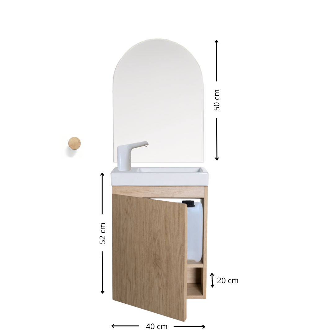 Ensemble lavabo Montessori avec son miroir et porte serviette - pour enfants de 18 mois à 8 ans - effet BOIS