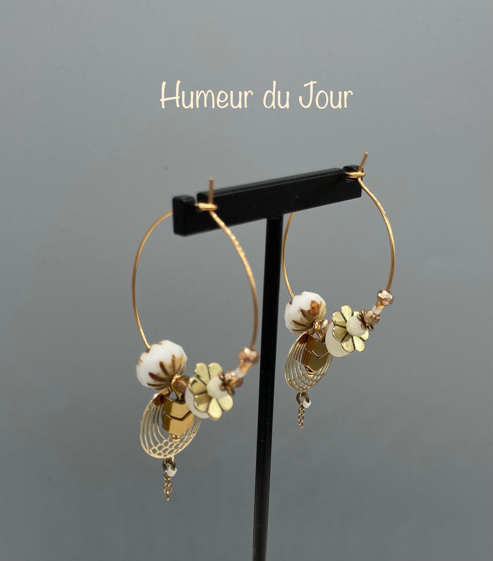 Créoles bohèmes art déco blanches