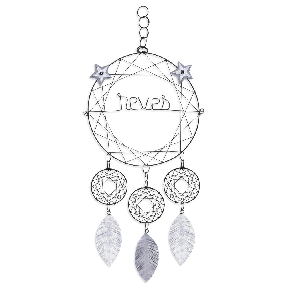 Attrape-rêves en fil de fer - Étoile - Blanc : Rêves - environ 28 x 65 cm - Bijoux de mur
