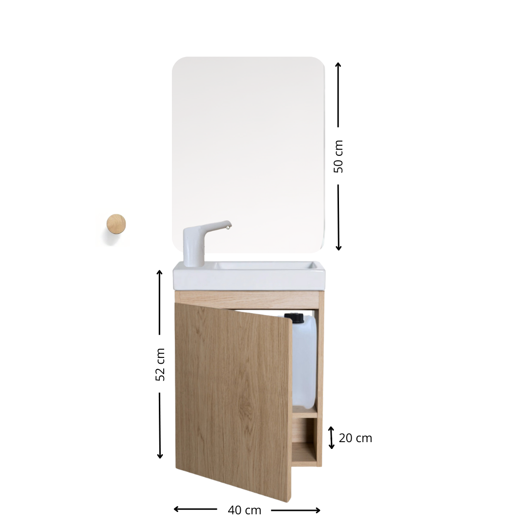 Ensemble lavabo Montessori avec son miroir et porte serviette - pour enfants de 18 mois à 8 ans - effet BOIS