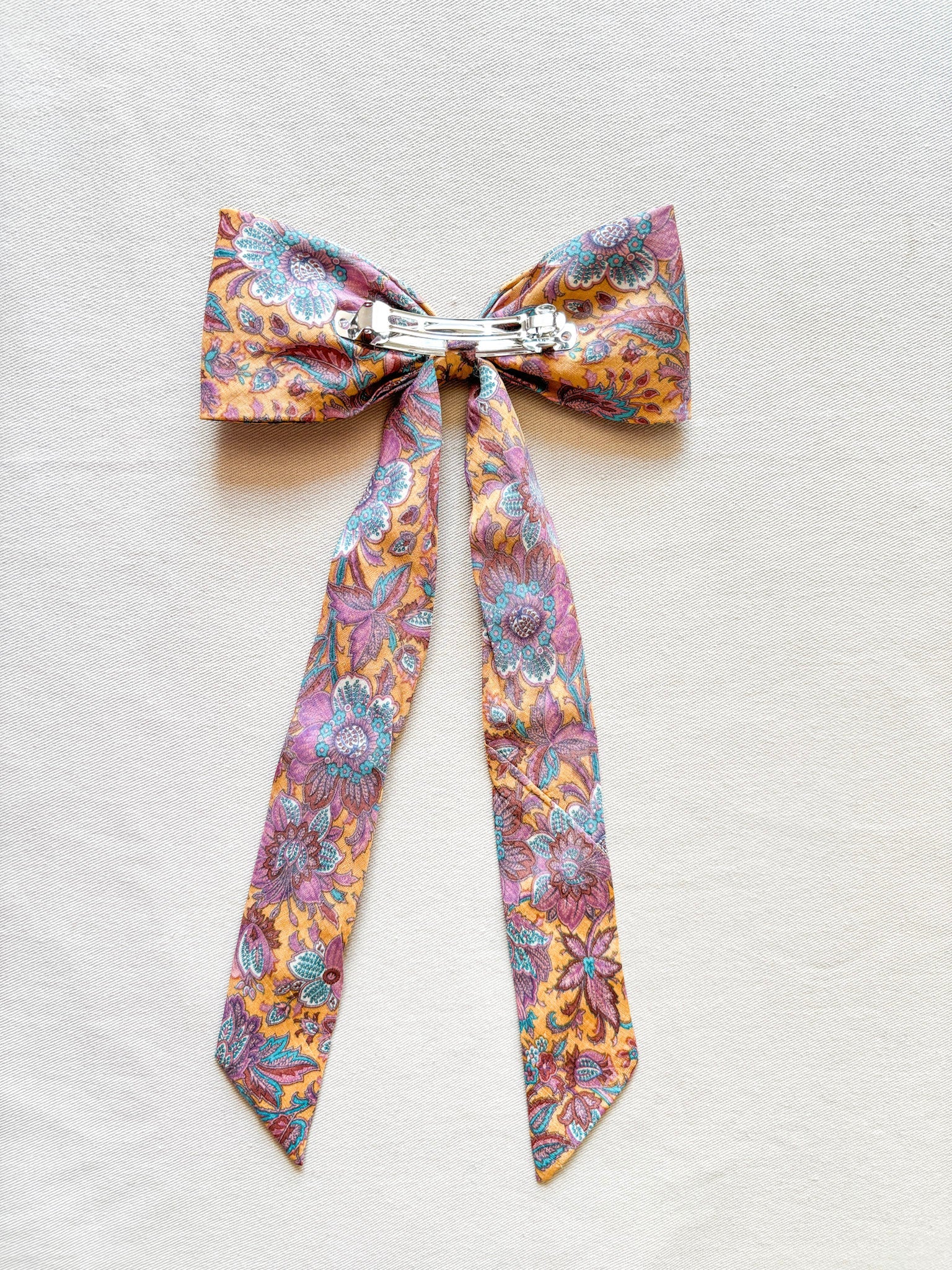 Barrette Nœud Upcyclé 'Jardin d'Eden" (grand)