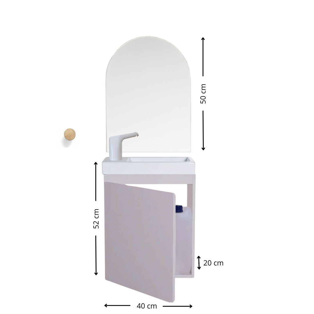Ensemble lavabo Montessori avec son miroir et porte serviette - pour enfants de 18 mois à 8 ans - GRIS