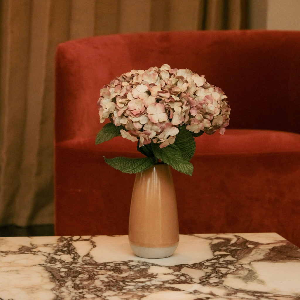 Hortensia en papier vieux rose