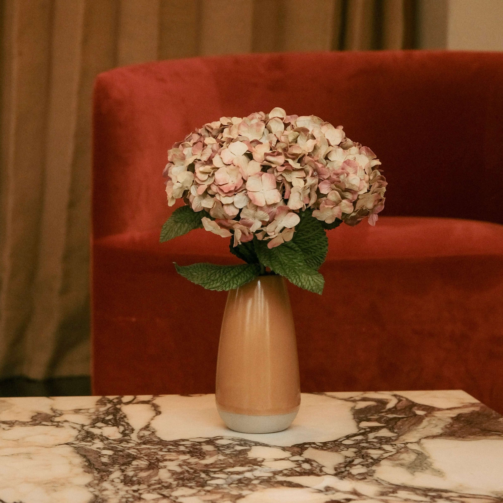 Hortensia en papier vieux rose