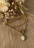 Sun-shaped link necklace & natural mother-of-pearl
