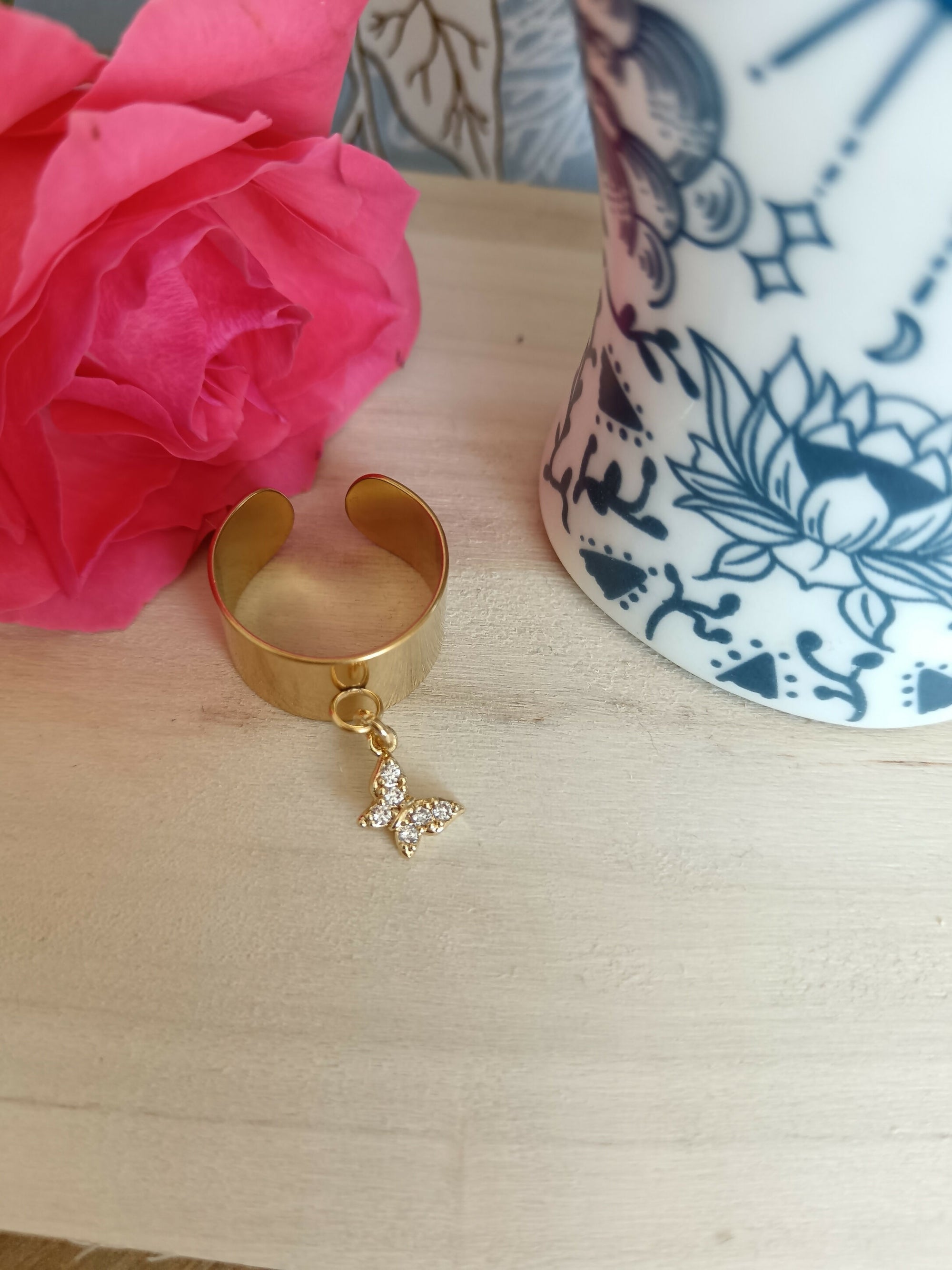 bague doré butterfly