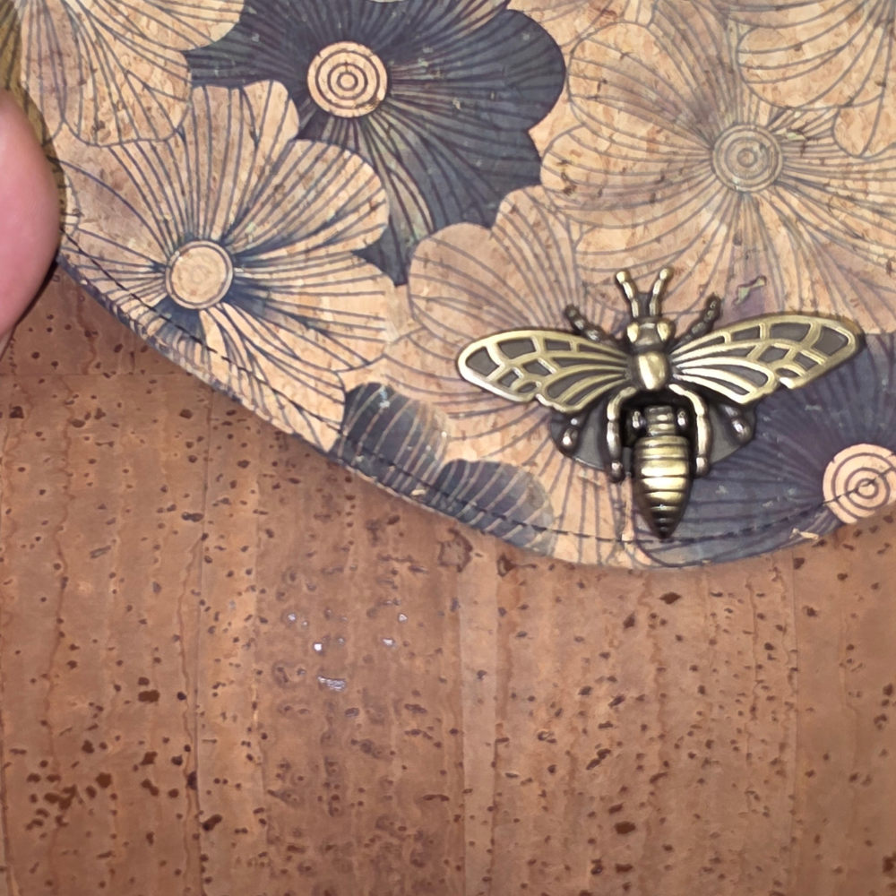 Sac Camélia en Liège fleurs noires et marron