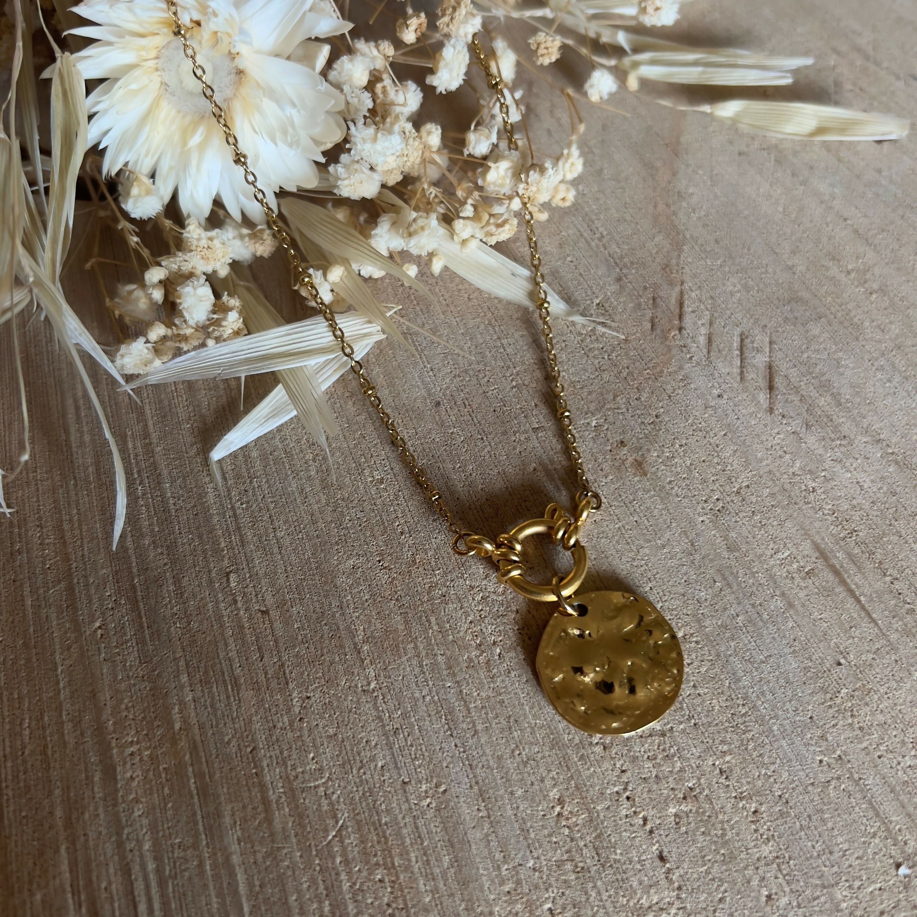 Collier interchangeable pendentif martelé