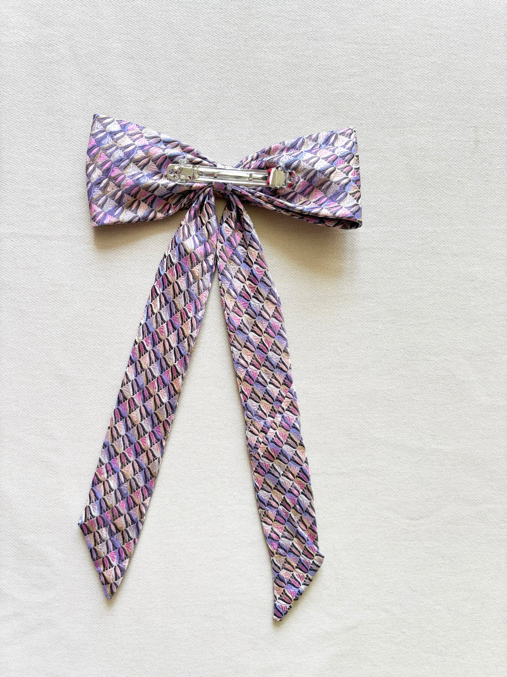 Barrette Nœud Upcyclé 'Candy Floss' (grand)