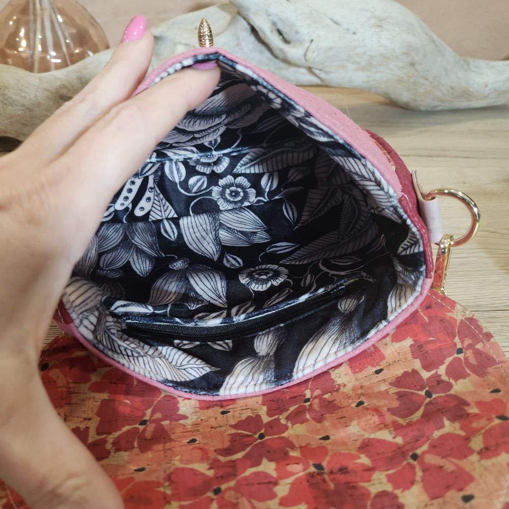 Sac Camélia en Piñatex Rose et Liège