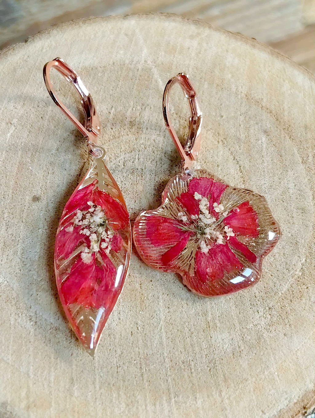 Boucles d'oreille Asymétrique Fleur de carotte Statice