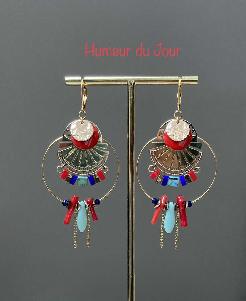 Boucles d'oreilles Mer rouge dorée