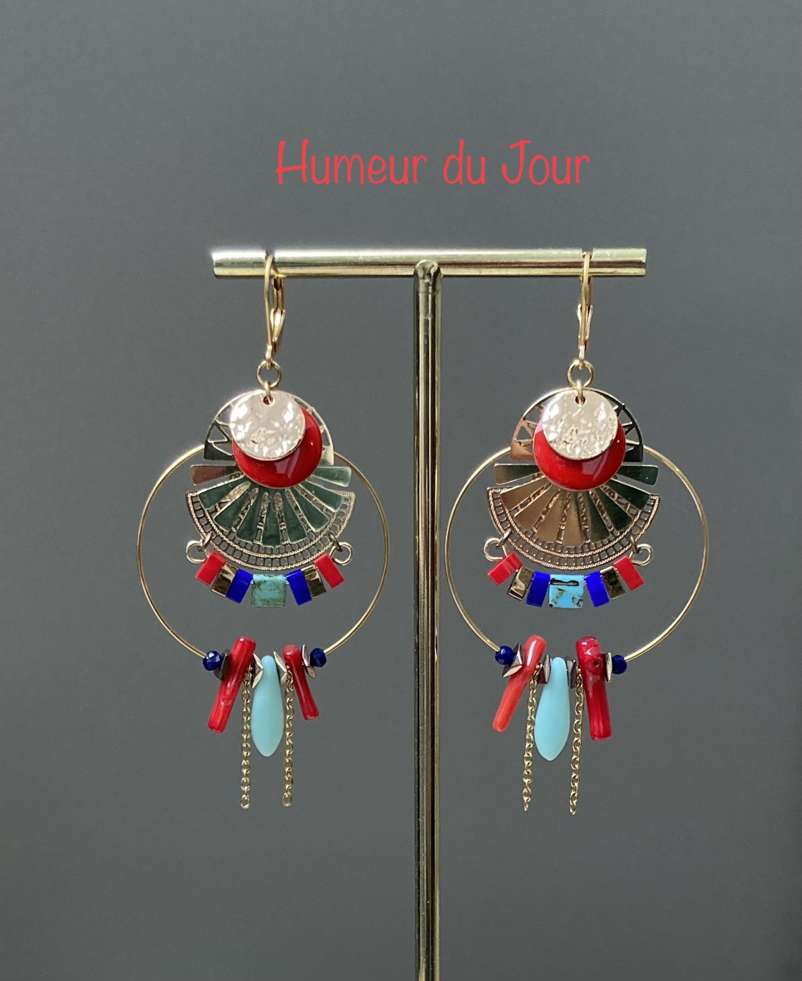 Boucles d'oreilles Mer rouge dorée