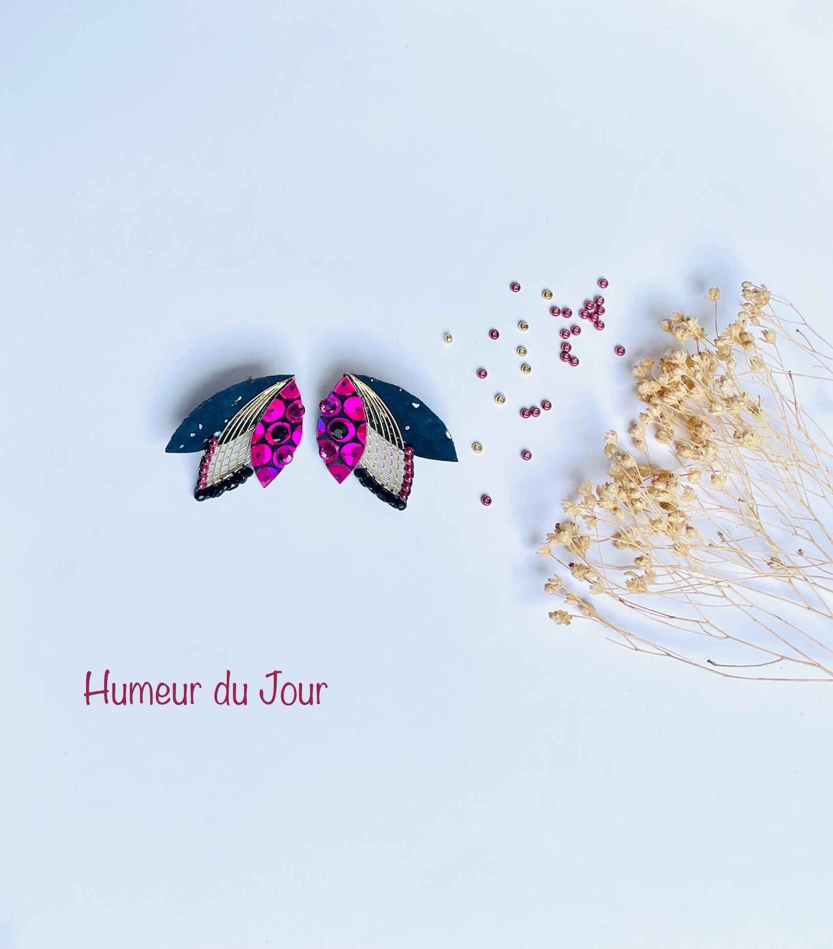 Boucles d'oreilles clou "Greta" rose