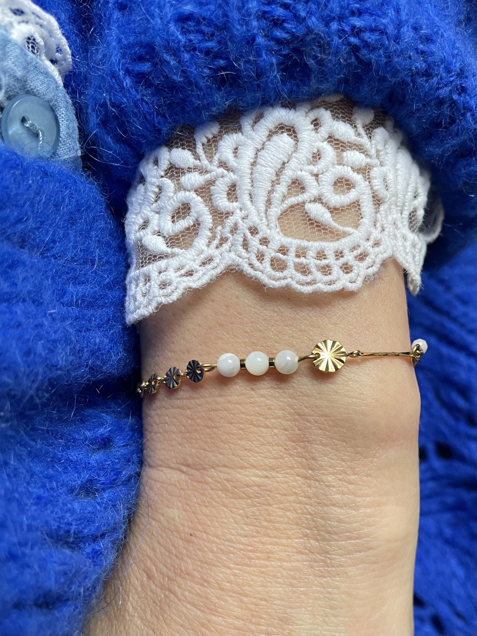 Bracelet 3 perles de nacre