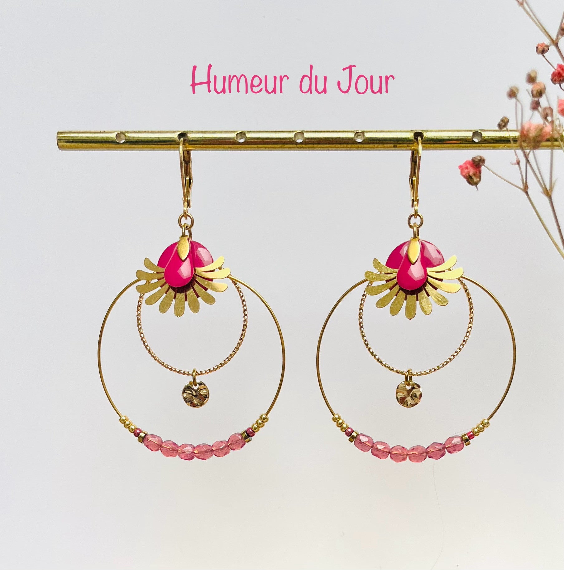 Dormeuses créoles "Rose"