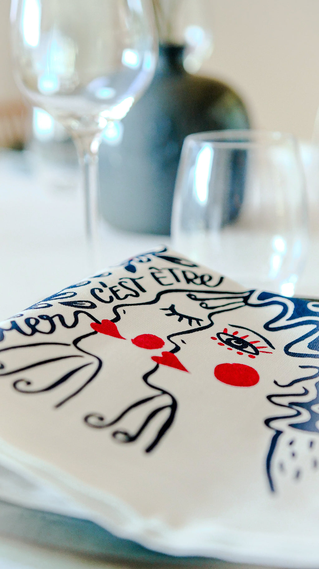 La serviette de table - Linge de table - "Les éternels amoureux"