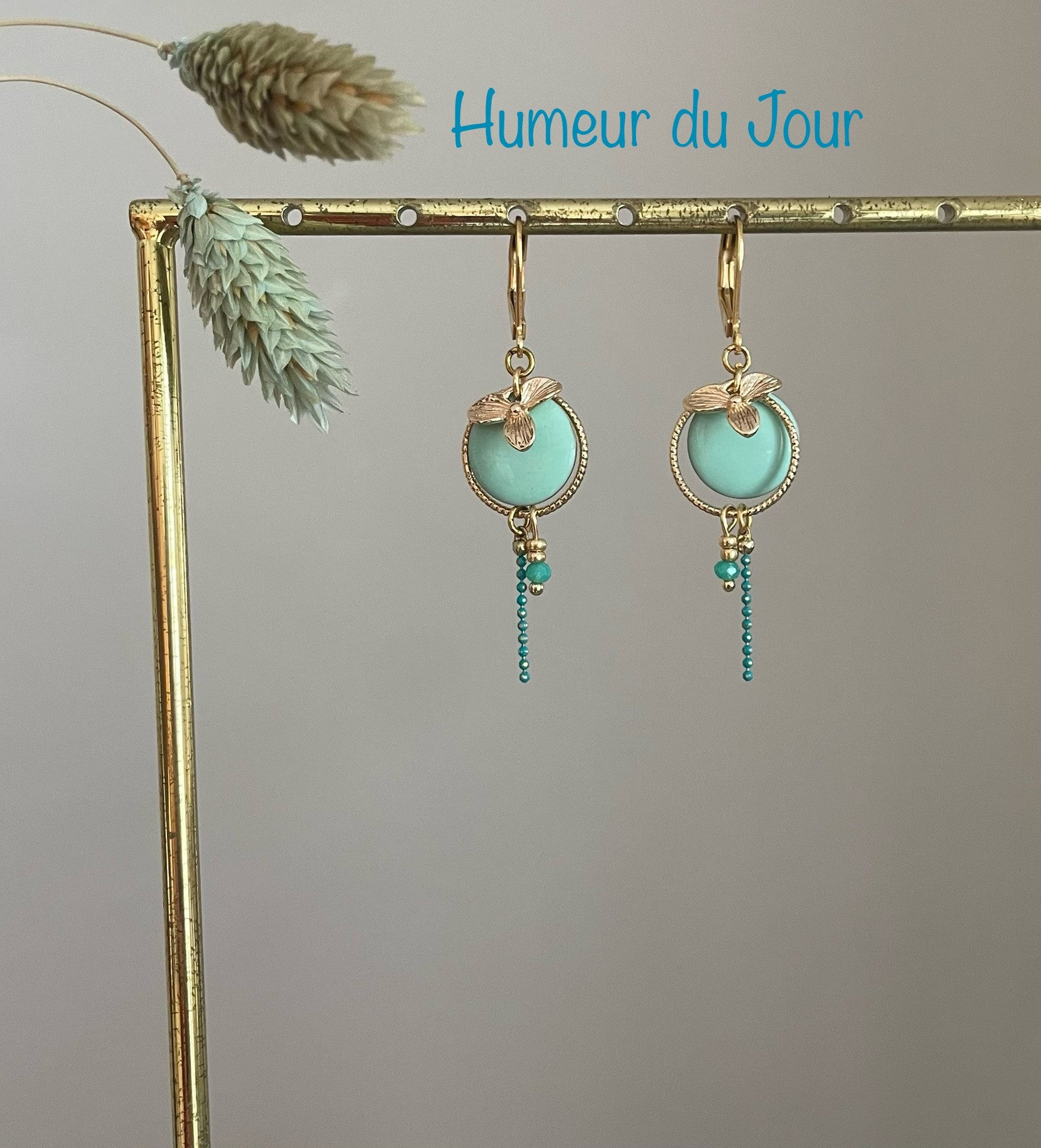 Dormeuses "English Flowers" vert d'eau