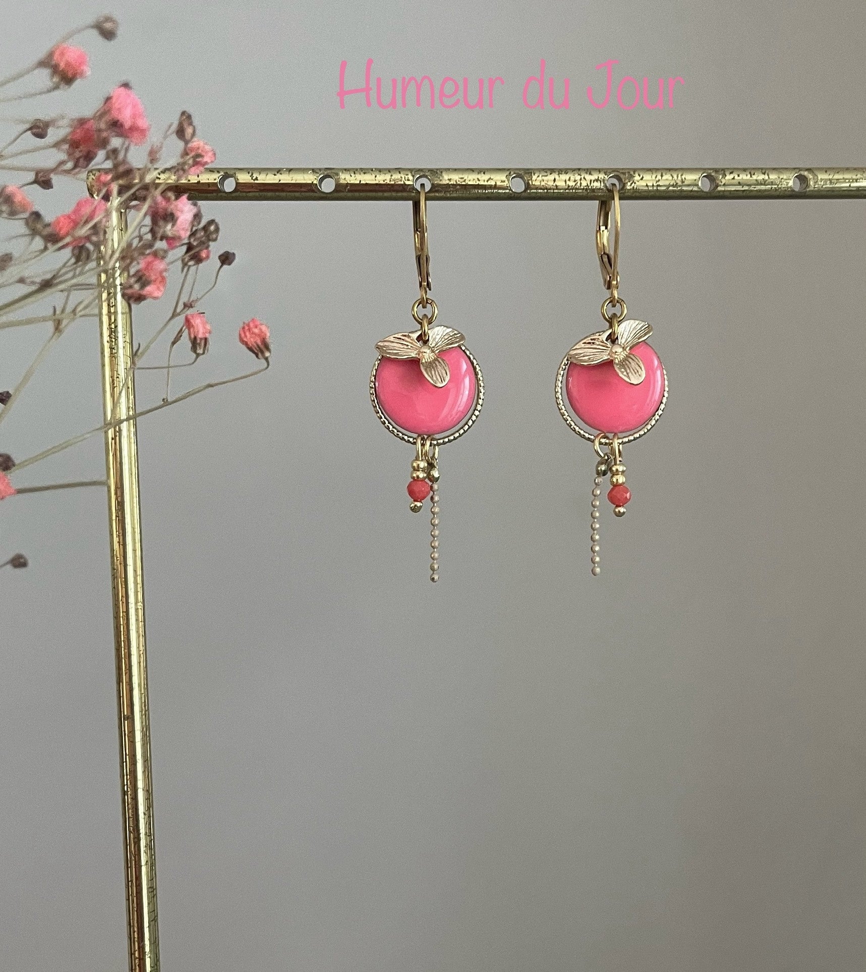 Dormeuses "English Flowers" corail