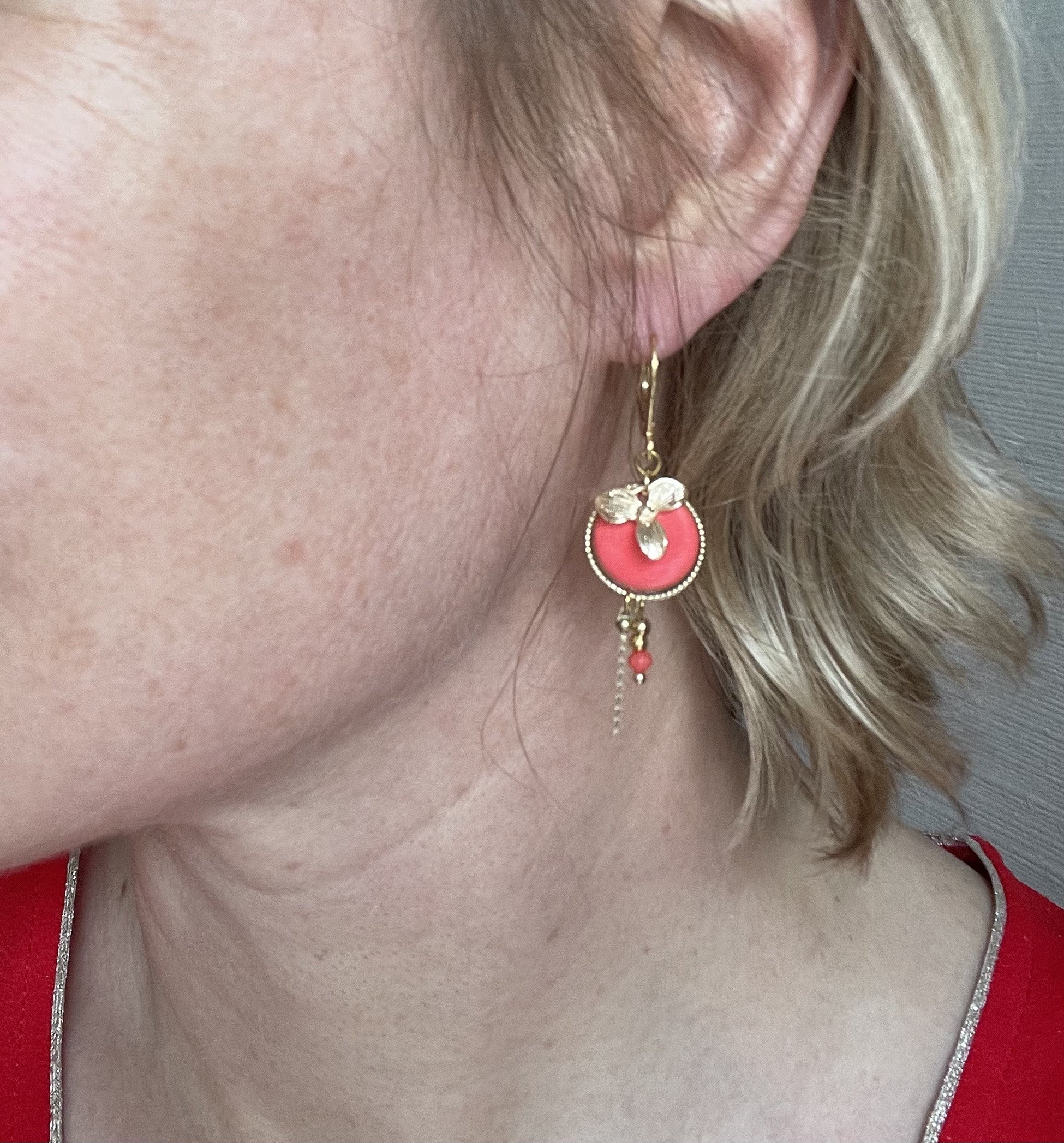 Dormeuses "English Flowers" corail