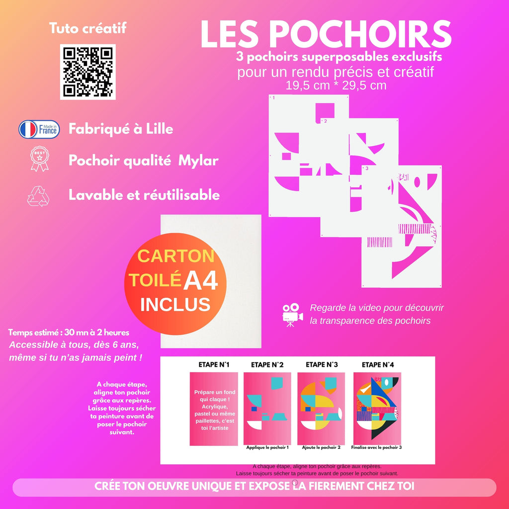 Pochoirs géométriques ABSOLU en Mylar réutilisable superposable – Panash Art