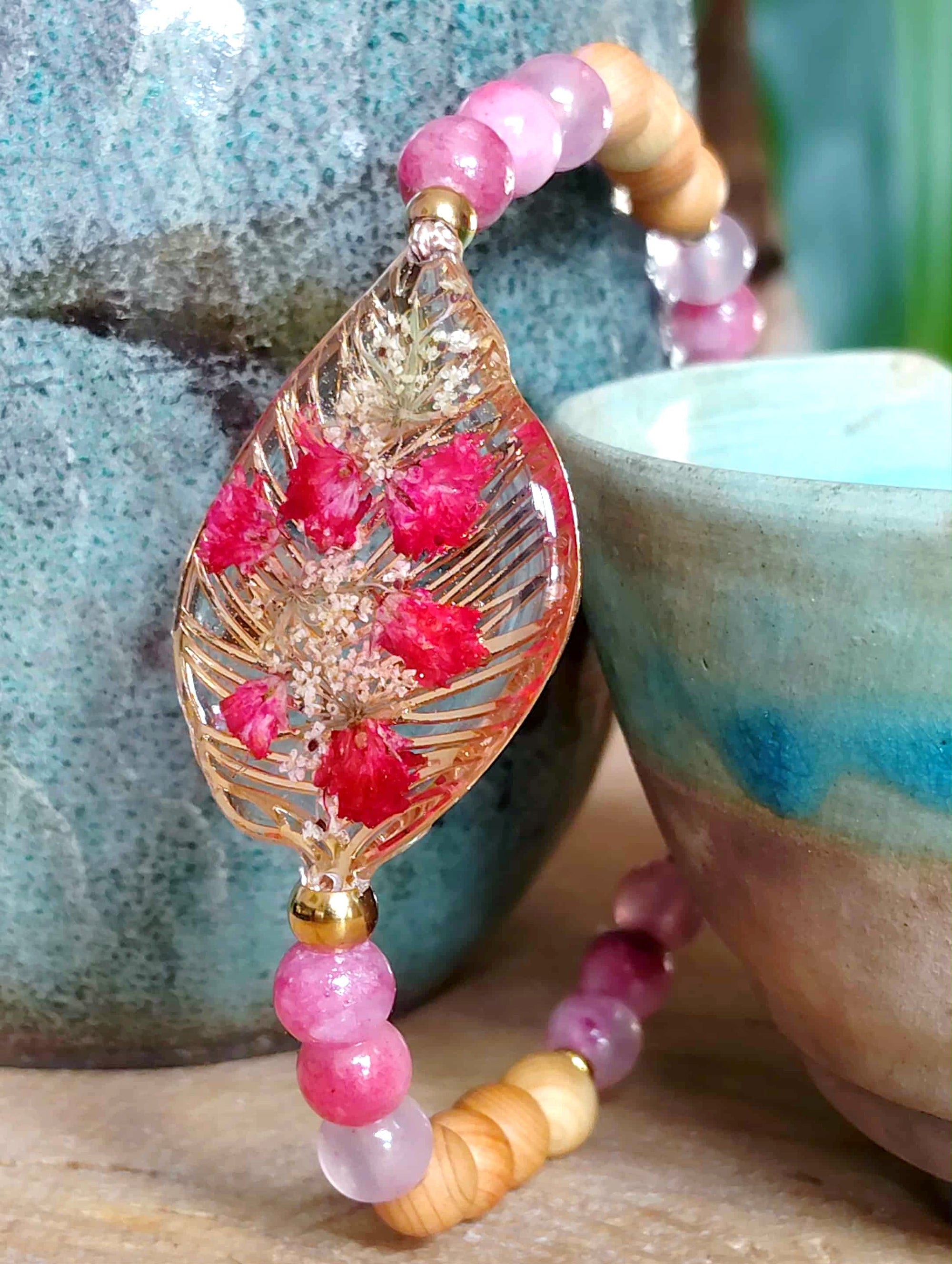 Bracelet Gypsophiles Fleur de carotte Jade