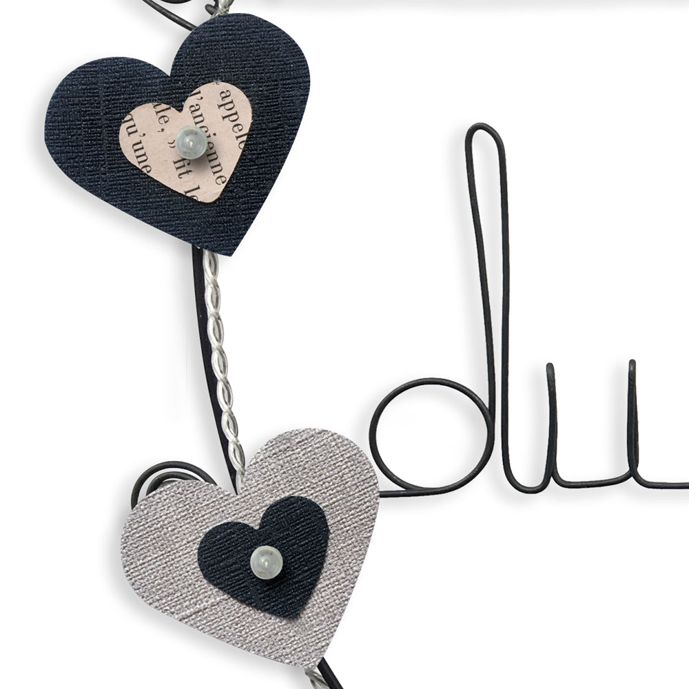 Message lumineux en fil de fer - Coeur - Noir : Maison du bonheur - environ 40 x 45 cm - Bijoux de mur