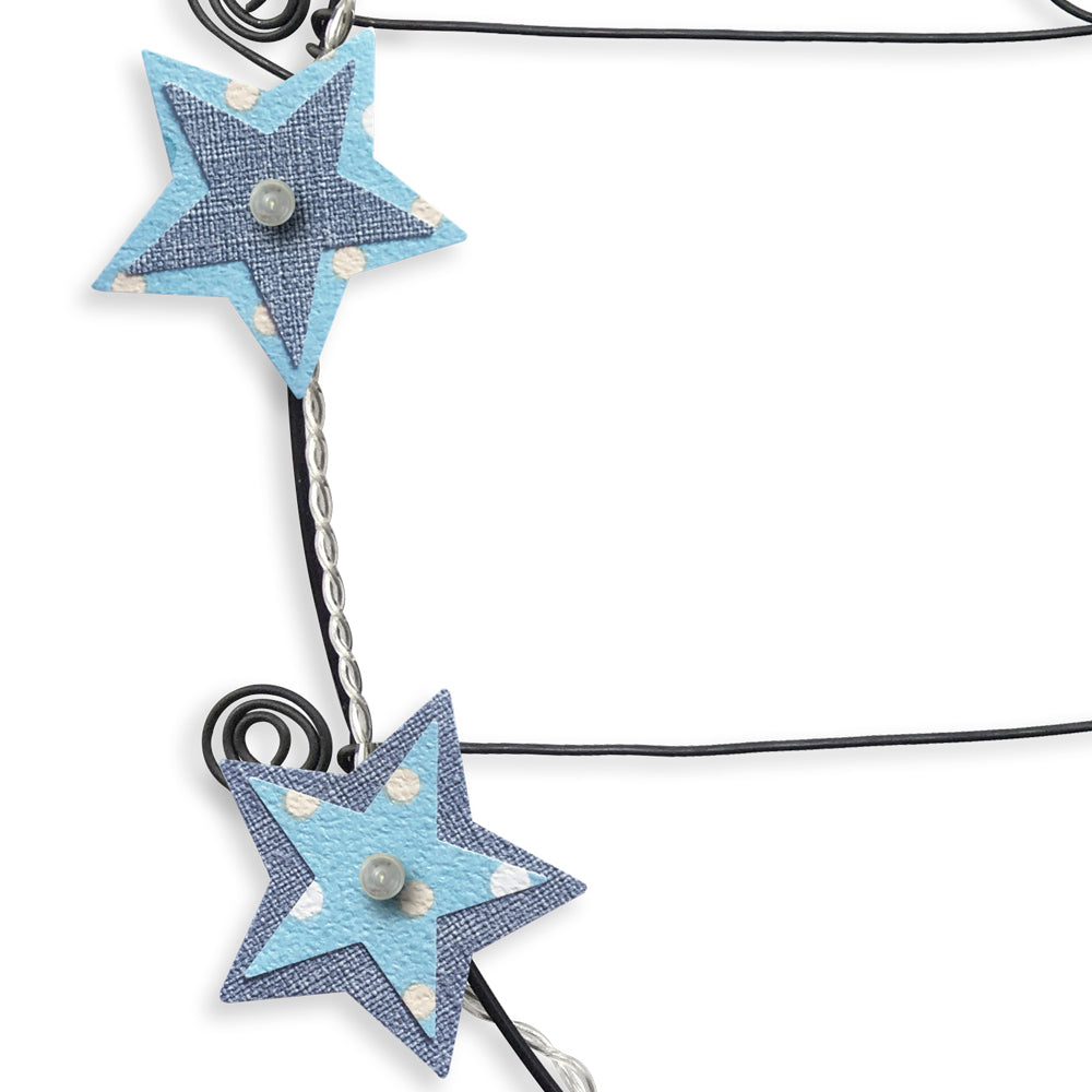 Message lumineux en fil de fer - Chouette - Bleu : Douce nuit - environ 40 x 45 cm - Bijoux de mur
