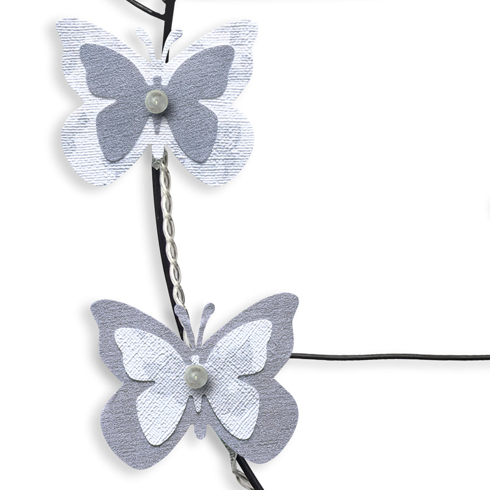 Message lumineux en fil de fer - Papillon - Blanc : Vis tes rêves - environ 40 x 45 cm - Bijoux de mur