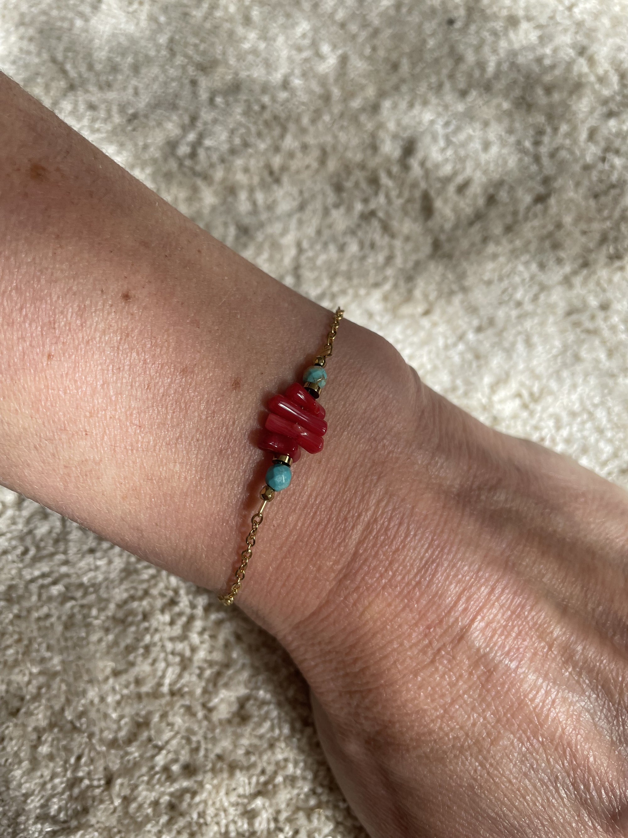 Bracelet Corail rouge et bleu