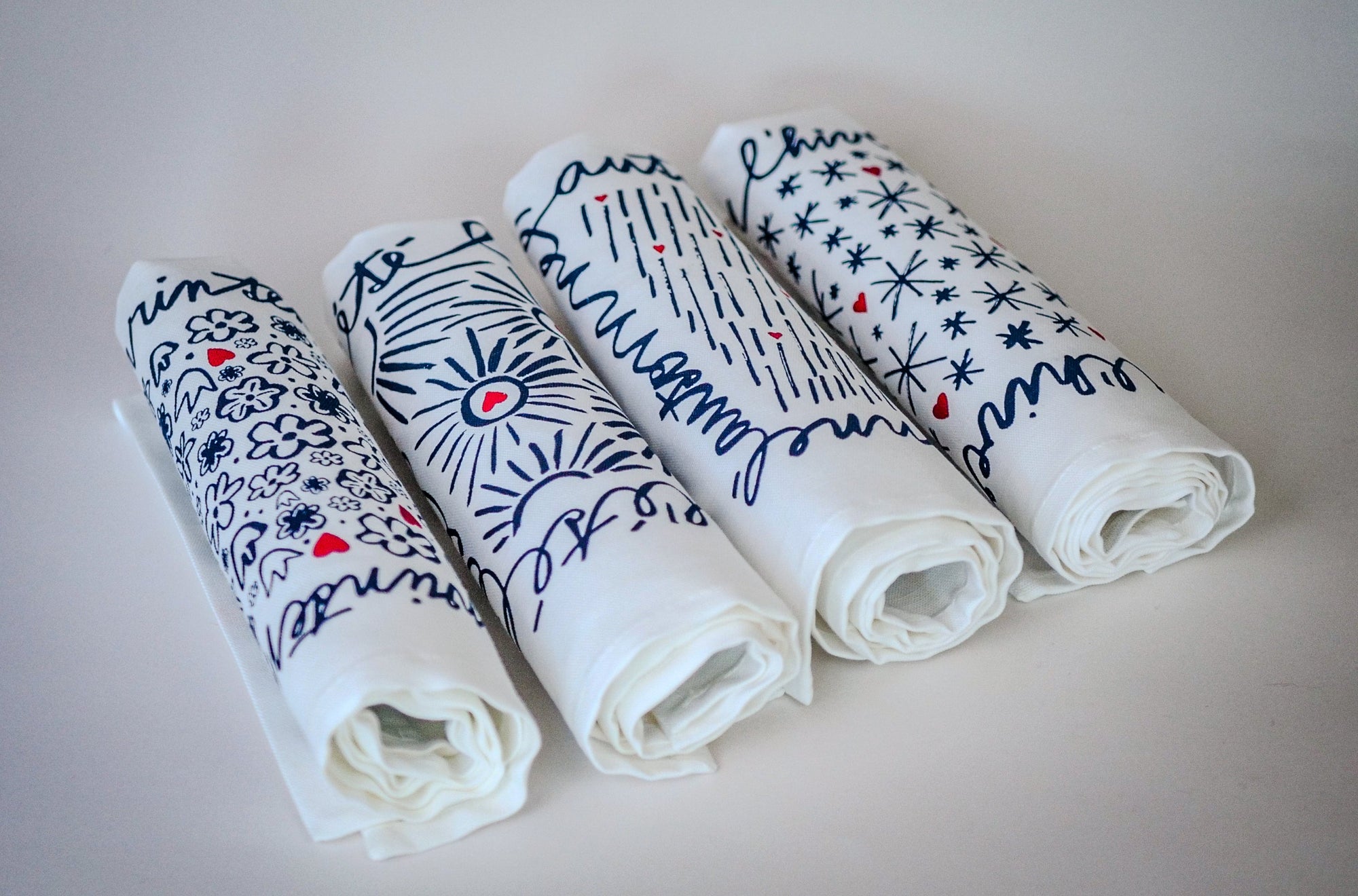 Coffret de 4 serviettes de table - La Serviette de Table - Linge de table - "Les 4 saisons"