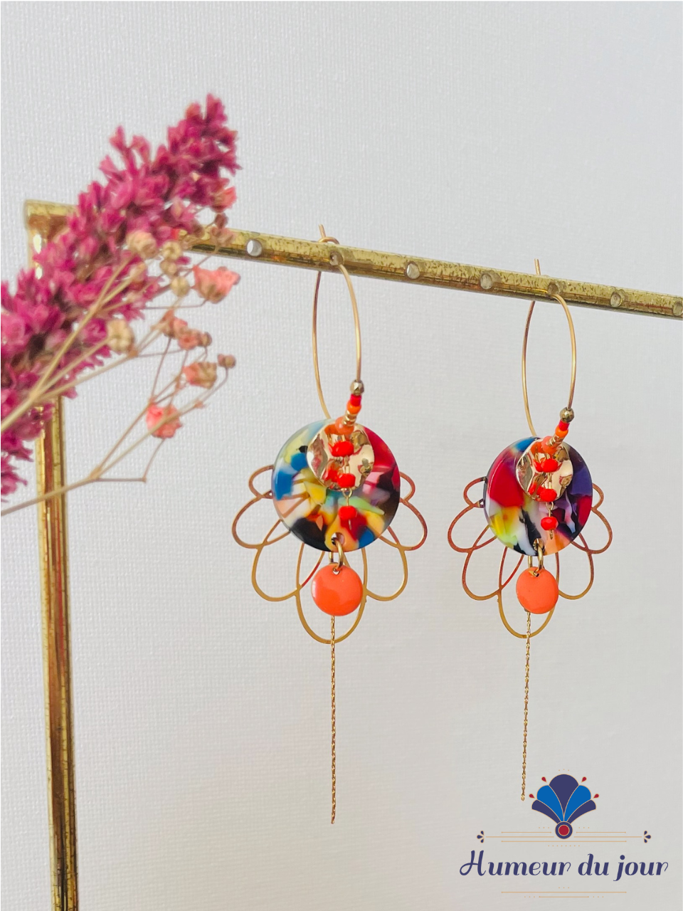 "Lotus Good Mood" multicolour hoop earrings