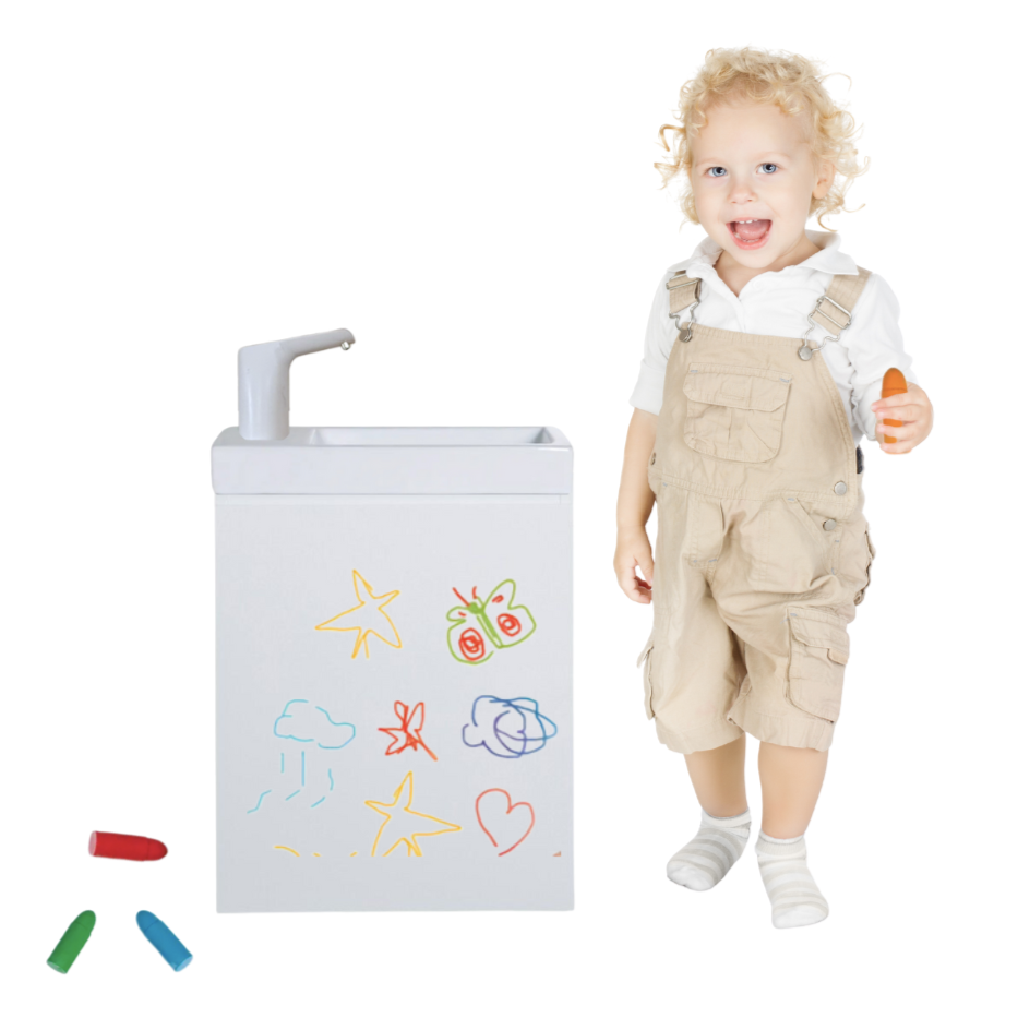 Lavabo Enfant Montessori évolutif 18 mois -  8 ans | Mobile, autonome en eau & sans travaux  - BLANC