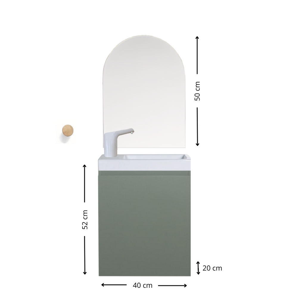 Ensemble lavabo Montessori avec son miroir et porte serviette - pour enfants de 18 mois à 8 ans - VERT
