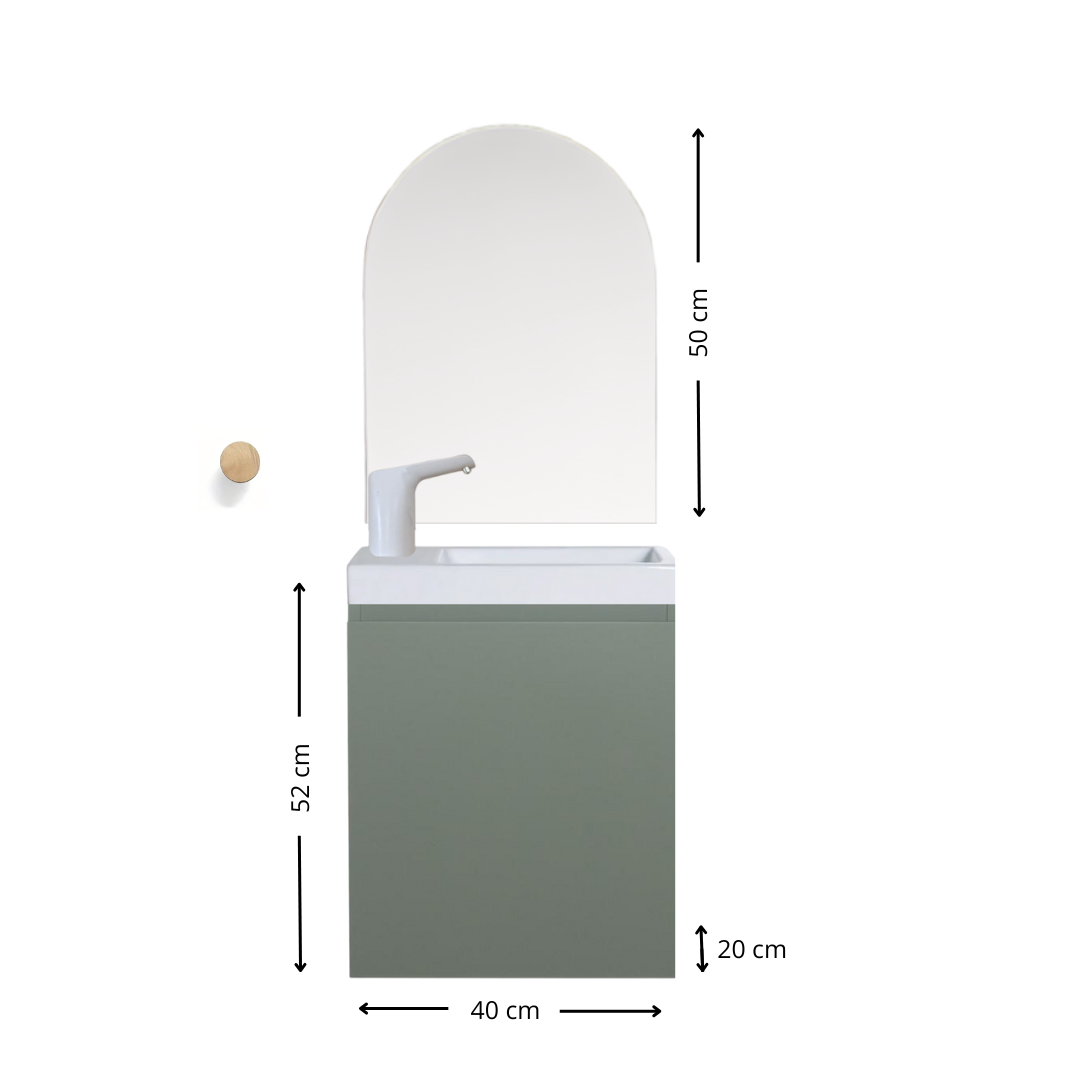 Ensemble lavabo Montessori avec son miroir et porte serviette - pour enfants de 18 mois à 8 ans - VERT