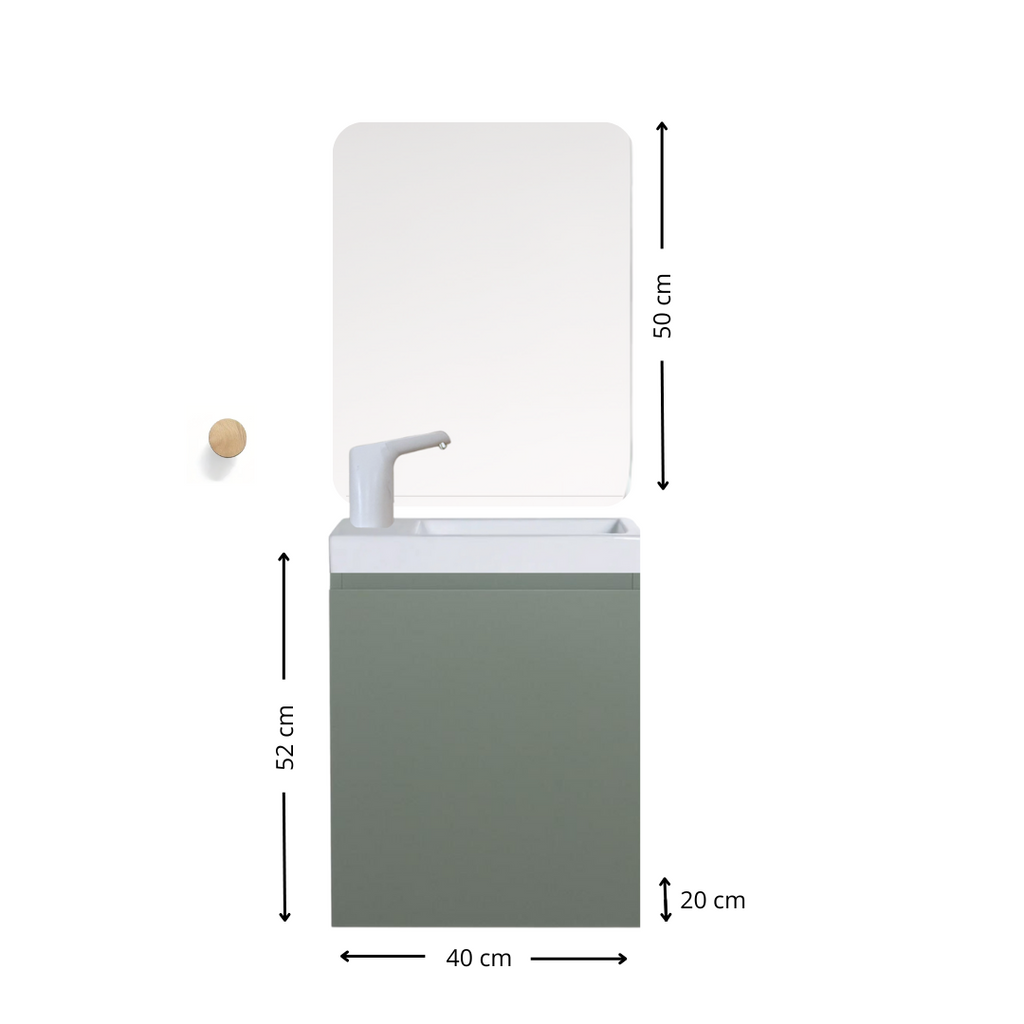 Ensemble lavabo Montessori avec son miroir et porte serviette - pour enfants de 18 mois à 8 ans - VERT